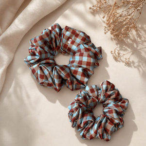Scrunchies Cocoa Blue Check